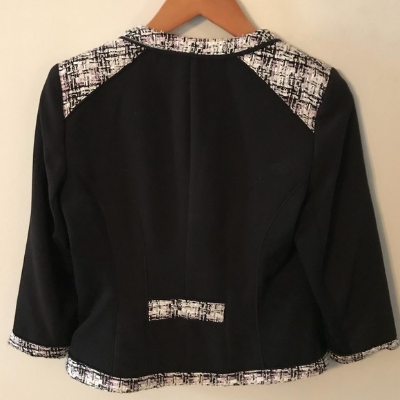 WhiteHouse BlackMarket Black Jacket, Tweed Trim - Picture 7 of 8